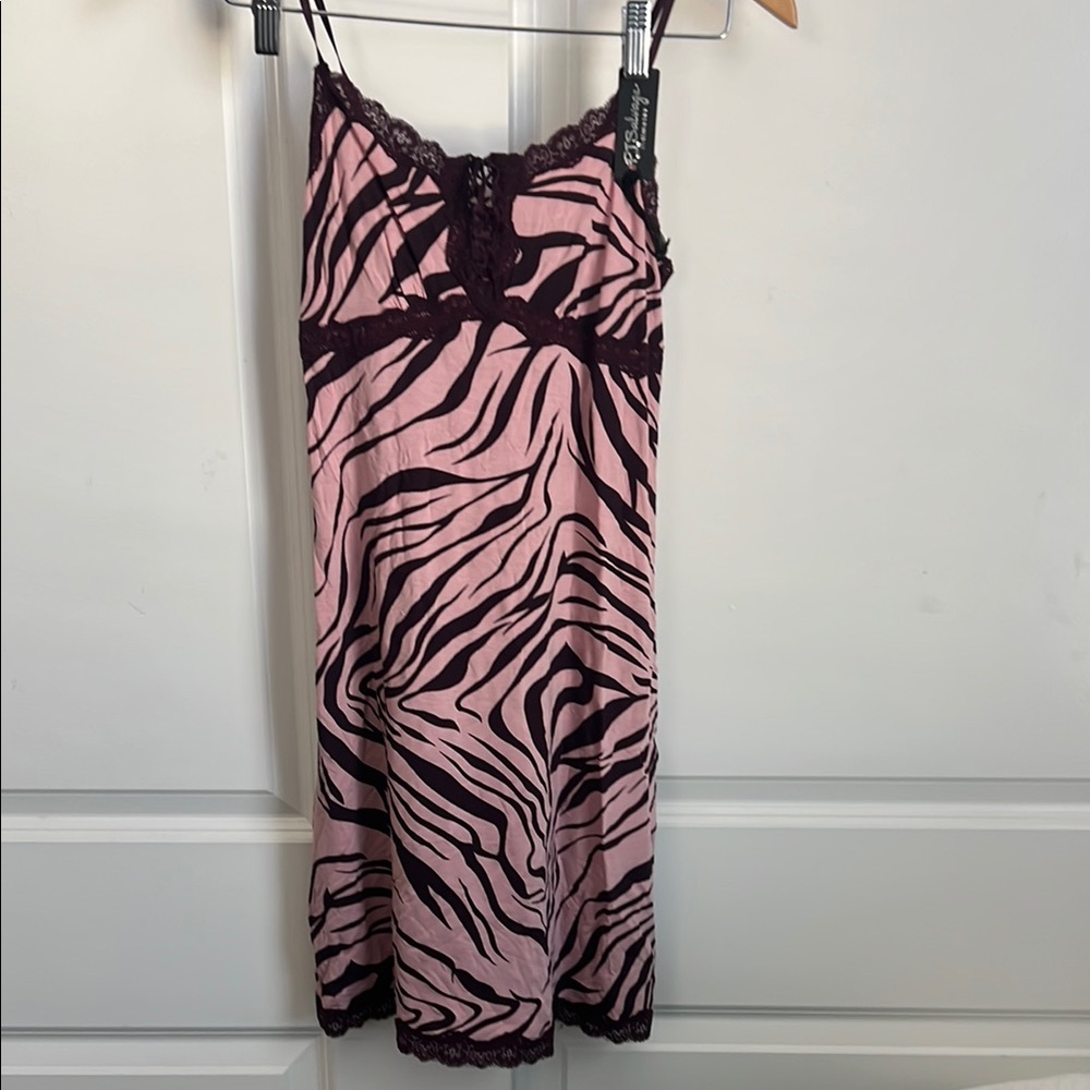 Pink and Black Zebra Print Slip Dress